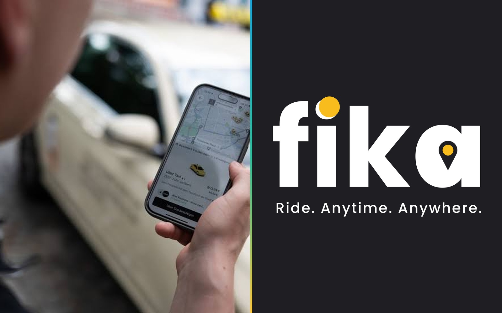 Person booking a ride through a mobile app, representing Mobility Ventures' digital mobility platform.