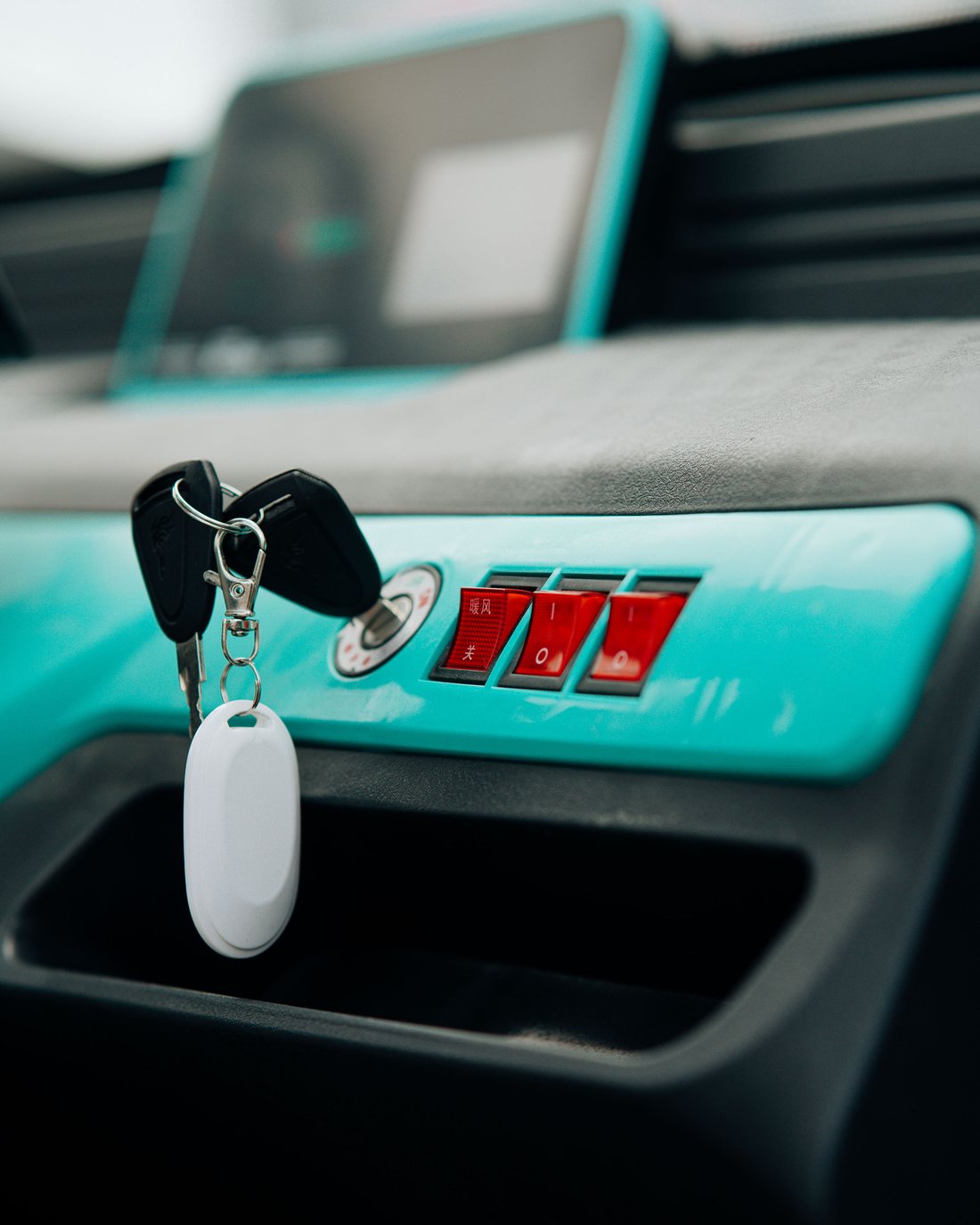 Close-up of the digital instrument display on a Mobility Ventures vehicle dashboard.